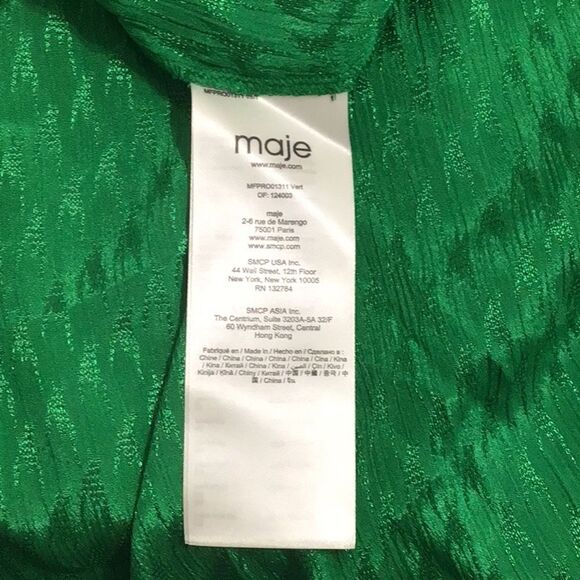 Maje Green Happy Days Jacquard Midi Asymmetrical Hem Dress New Size 38 - Picture 9 of 13